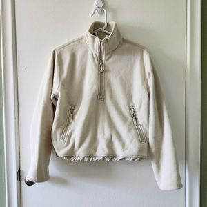 Aritzia TNA Polar Ride 1/4 Zip Up Sweater in Cream
